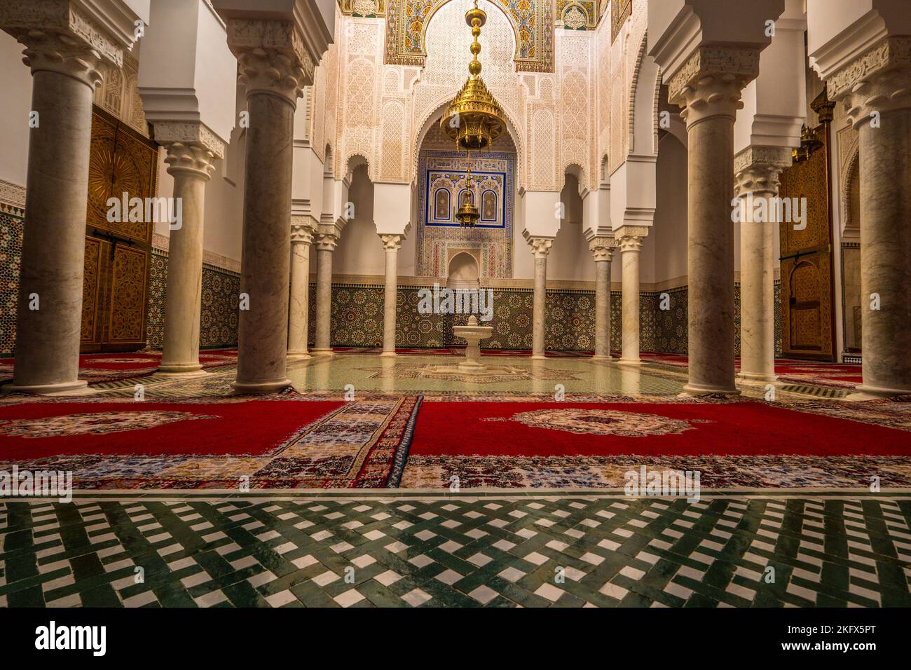 Mausolée de Moulay Ismail à Meknès, une des villes impériales du Maroc. Banque D'Images