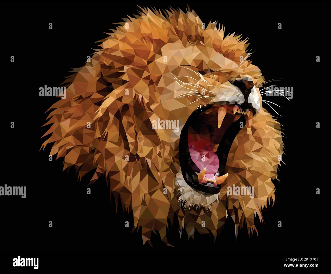Motif lion roar bas poly art Illustration de Vecteur