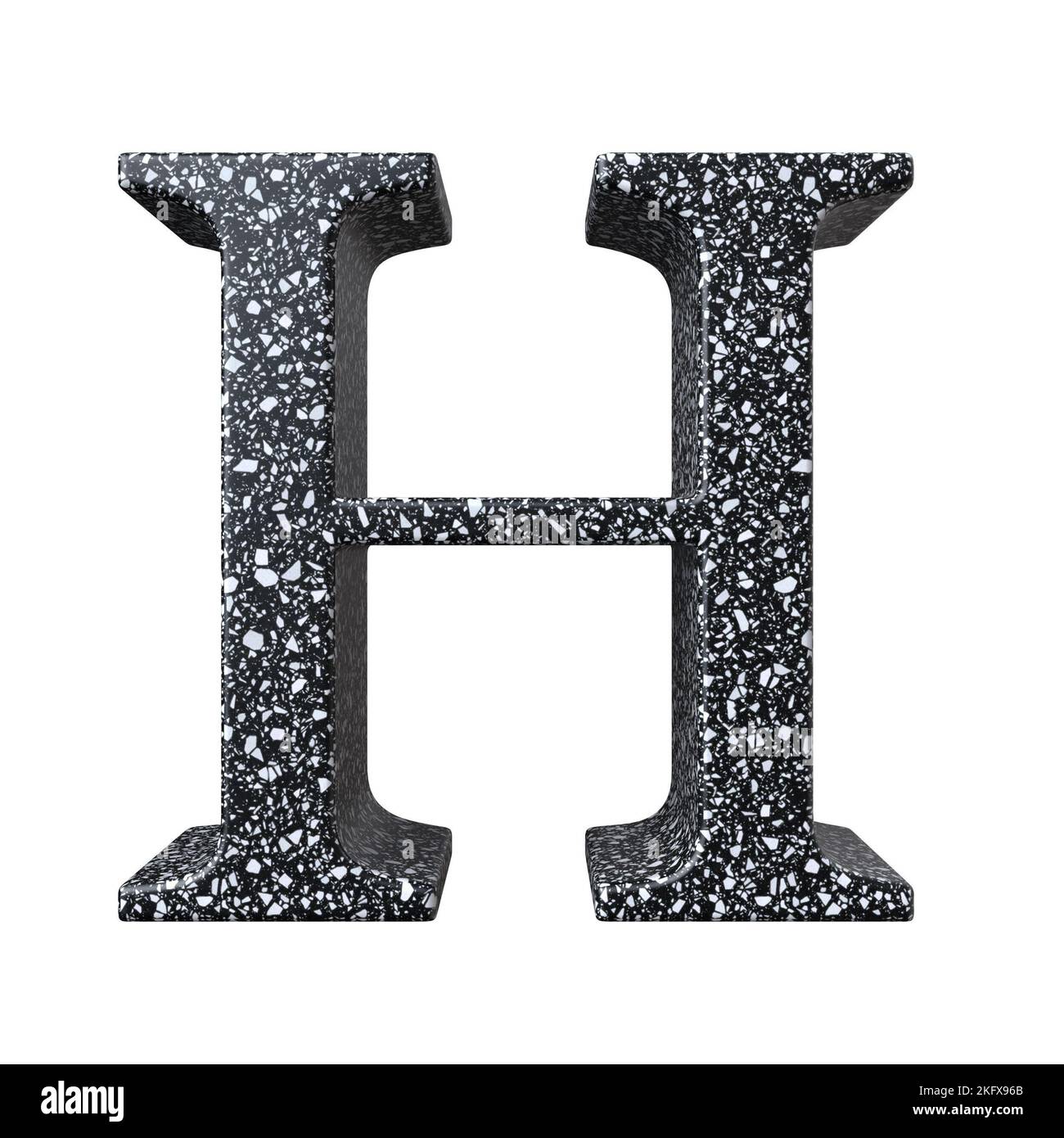 Une lettre H de 3D rendu de matériau de granit isolé sur fond blanc Banque D'Images