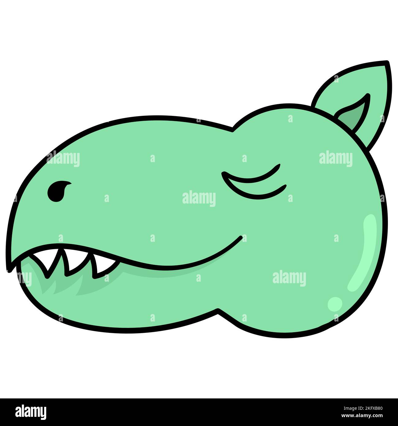 Vecteur modifiable d'une tête de dinosaure vert endormi Illustration de Vecteur