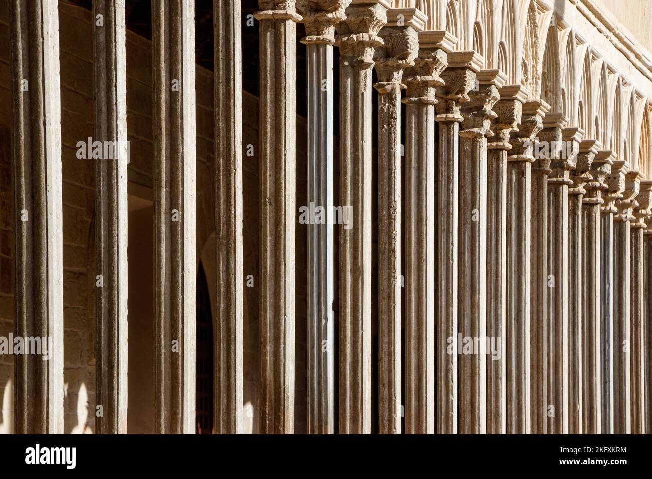 Colonnade de colonnes dans la Basilique de Sant Francesco Palma de Mallorca, Espagne Banque D'Images