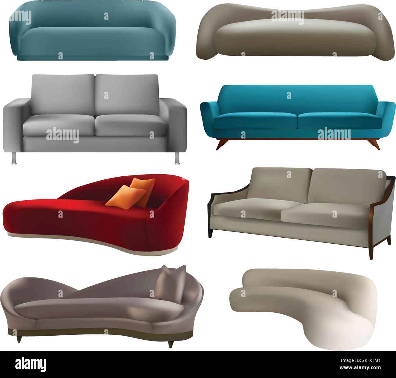 Illustration vectorielle Realistic Sofa Set Illustration de Vecteur