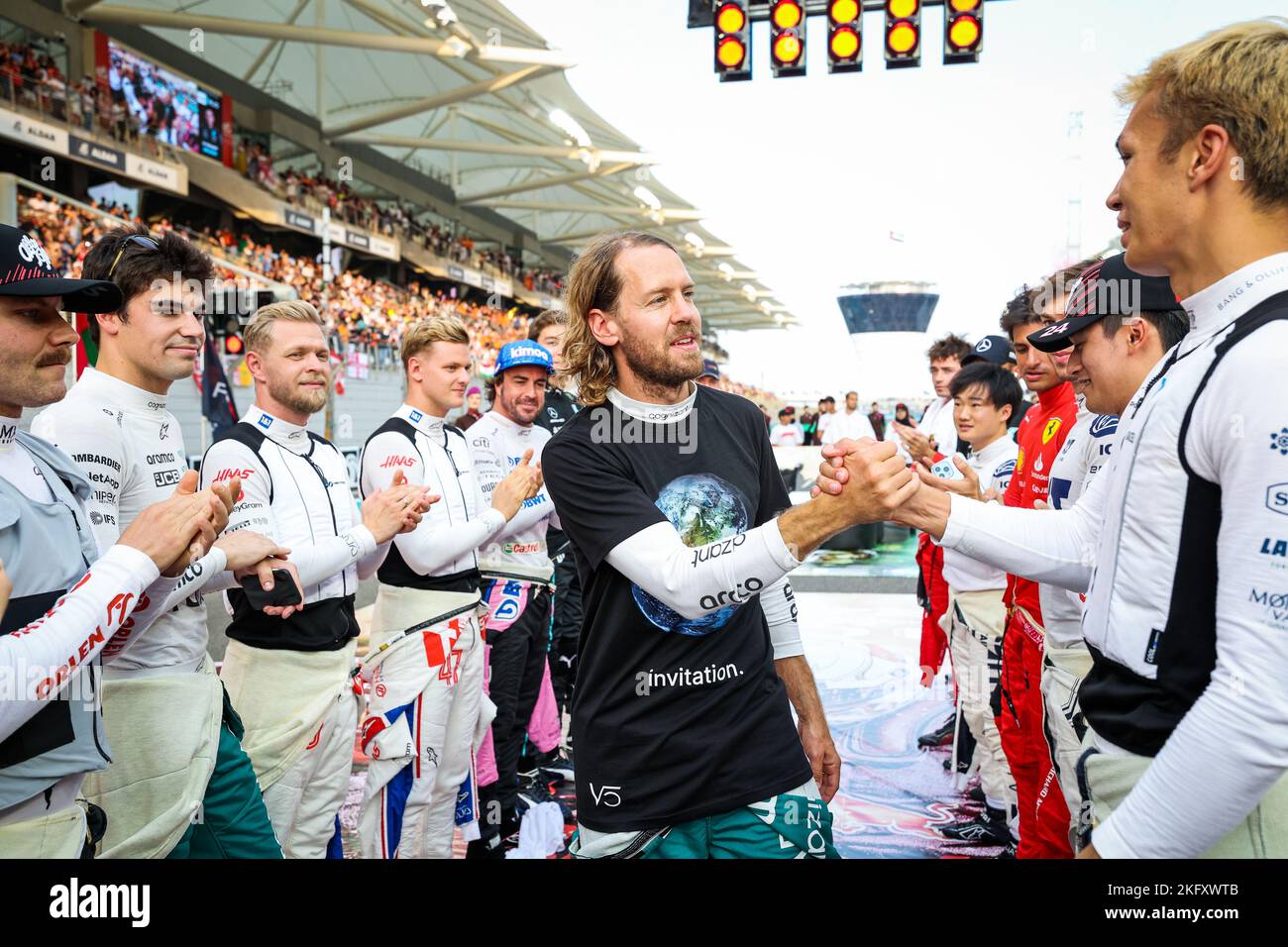 VETTEL Sebastian (ger), Aston Martin F1 Team AMR22, avec tous les pilotes de la grille de départ pendant le Grand Prix 2022 de Formule 1 Etihad Airways Abu Dhabi, 22nd tour du Championnat du monde de Formule 1 FIA 2022 de 18 novembre à 20, 2022 sur le circuit Yas Marina, À Yas Island, Abu Dhabi - photo: Florent Gooden / DPPI/DPPI/LiveMedia Banque D'Images