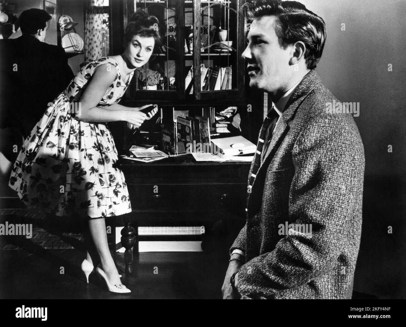 Shirley Anne Field, Albert Finney, sur le plateau du film britannique, « la nuit et le dimanche matin », Bryanston films, Continental Distributing, 1960 Banque D'Images