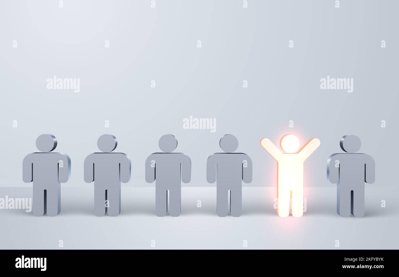 Démarquez-vous de la foule. Un homme lumineux se tenant debout avec les bras ouverts entre autres. Illustration vectorielle Illustration de Vecteur
