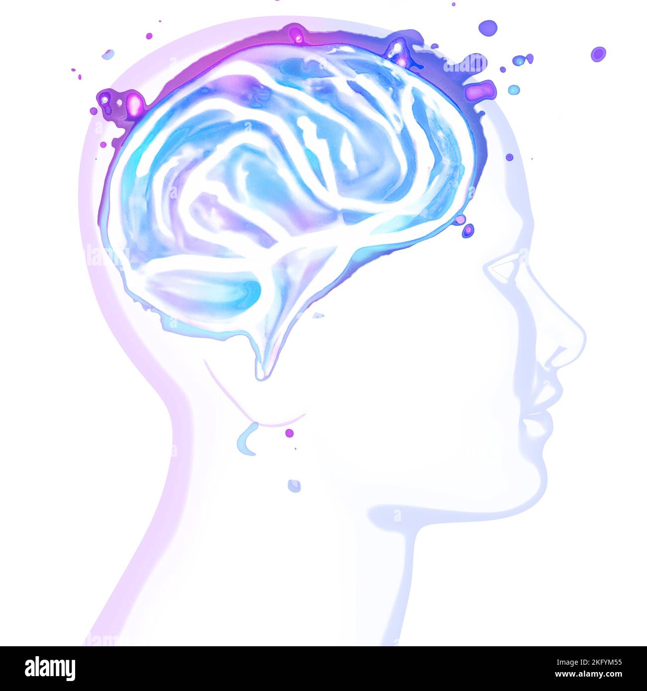 Neurologie, philosophie : connexions, développement de la pensée et de la réflexion, possibilités infinies du cerveau et de l'esprit. Face anatomique humaine Banque D'Images