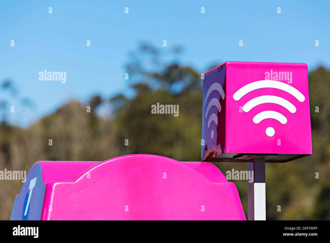 Ballarat Australie / Telstra téléphone Booth promotion du réseau Wi-Fi Telstra Air. Banque D'Images