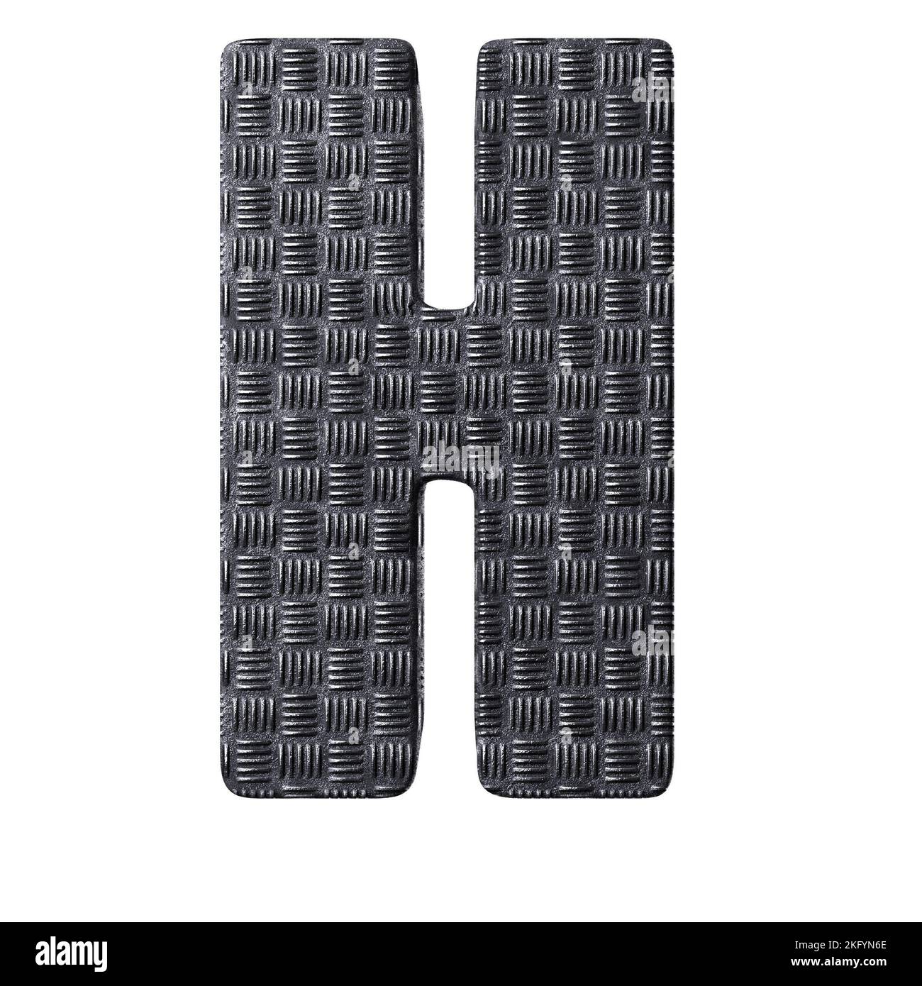 Illustration en 3D de la lettre « H » avec une texture métallique Banque D'Images