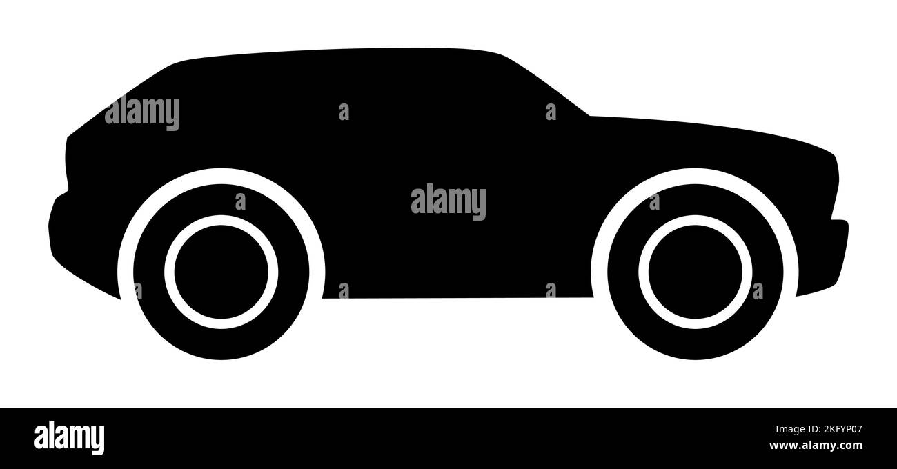 Icône de silhouette vectorielle noire de voiture SUV, isolée sur fond blanc. Illustration de Vecteur