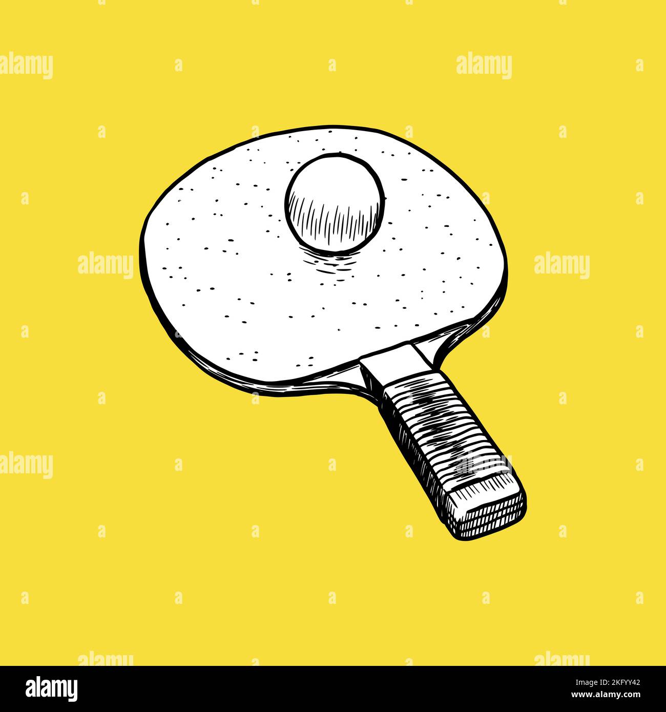 Ping pong ou icône tennis de table. Esquisse et Vintage Illustration de Vecteur
