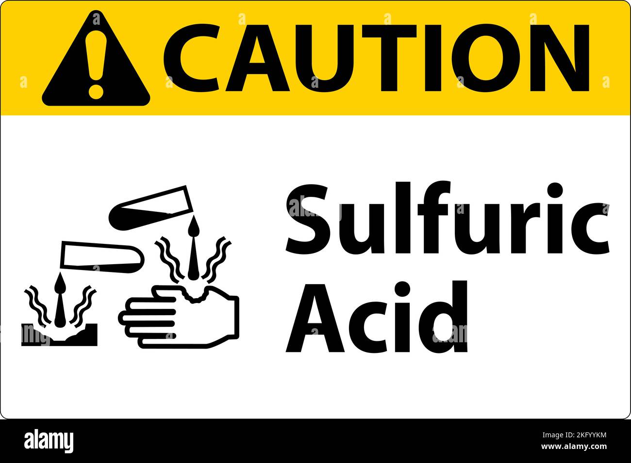 Attention acide sulfurique sur fond blanc Illustration de Vecteur