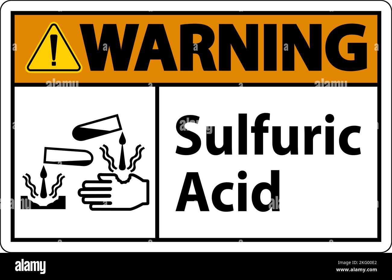 Avertissement acide sulfurique sur fond blanc Illustration de Vecteur