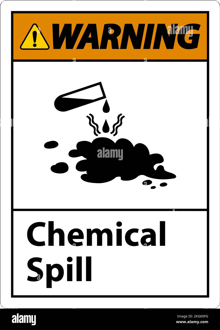 Avertissement de déversement de produits chimiques sur fond blanc Illustration de Vecteur