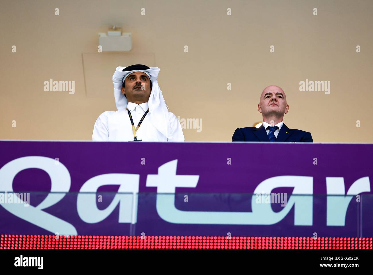 Doha, Qatar. 20th novembre 2022. DOHA, QATAR, Al Khor, 20. 2022 novembre : l'émir du Qatar Tamim bin Hamad Al Thani et le président de la FIFA Gianni INFANTINO lors de l'événement d'ouverture de la COUPE DU MONDE de FOOTBALL de la FIFA 2022, spectacle et divertissement avant le début des matchs de football. Crédit: SPP Sport presse photo. /Alamy Live News Banque D'Images