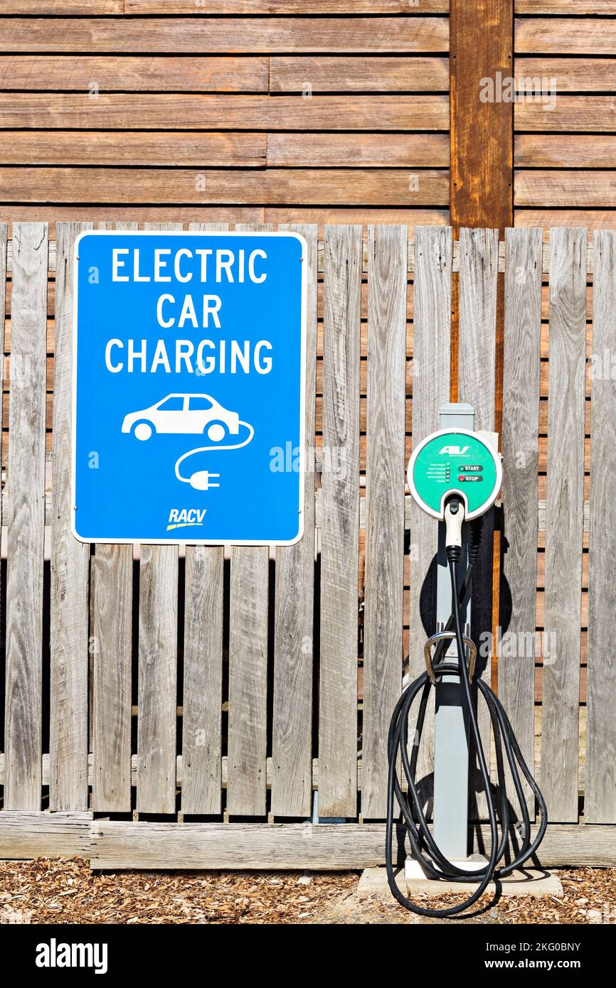 Ballarat Australie / Station de charge de véhicule électrique AeroEnvironment à Sovereign Hill. Banque D'Images