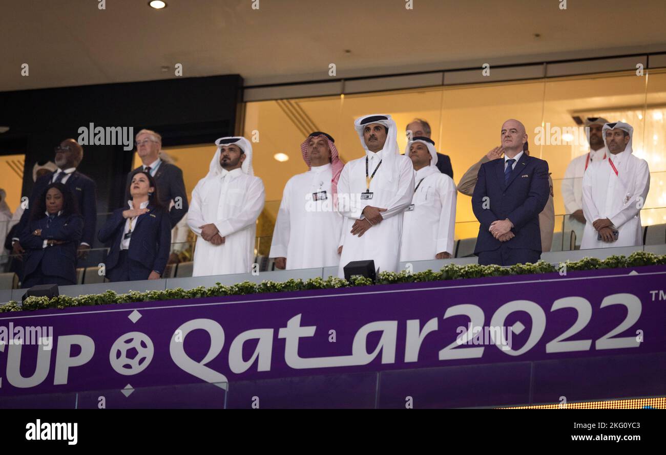 Doha, Qatar. 20th nov. 2022. Or 20.11.2022 cheikh Tamim Ben Hamad AL THANI et le Président de la Fifa Gianni Infantino Qatar - coupe du monde de l'Équateur 2022 dans QAT Banque D'Images