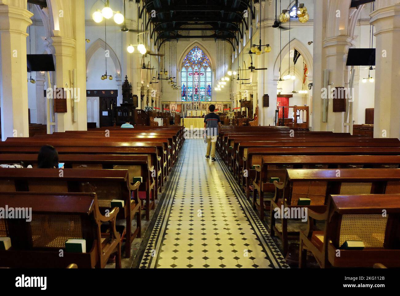 Architecture intérieure et design à Old St. Johns Cathedral, la plus ancienne église anglicane de Hong Kong Banque D'Images