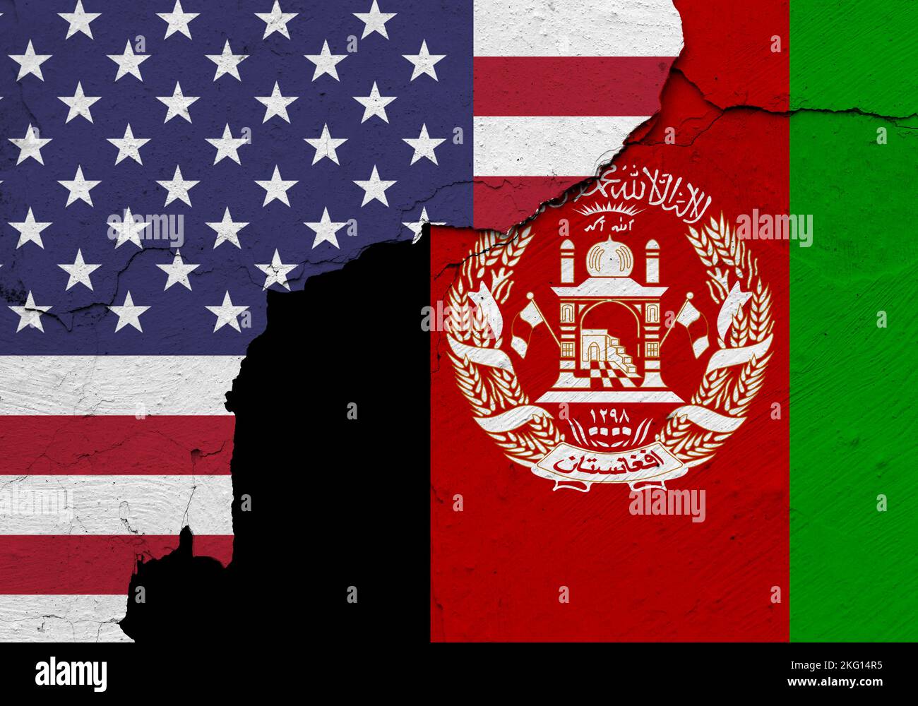 Drapeaux des États-Unis et de l'Afghanistan. Relations internationales. Banque D'Images