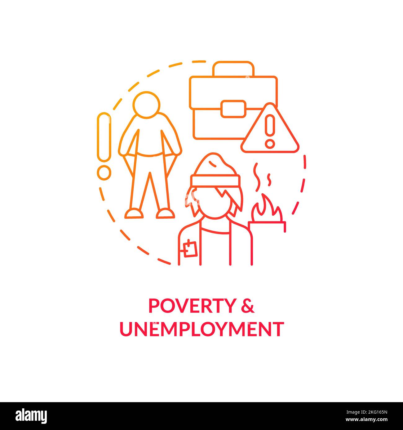 Icône de concept de gradient rouge pauvreté et chômage Illustration de Vecteur