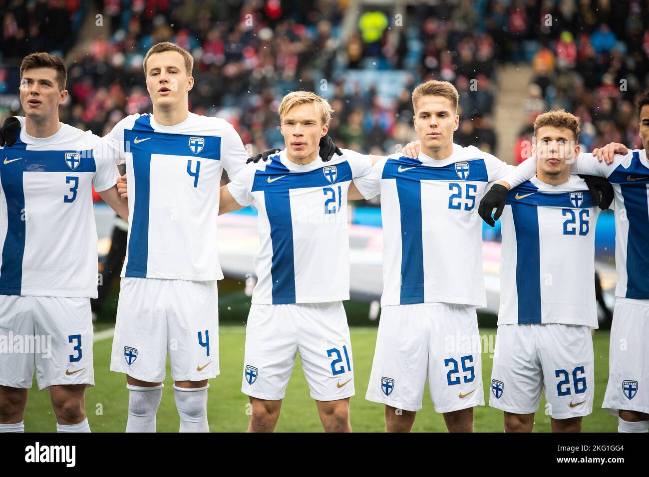 Oslo, Norvège. 20th novembre 2022. Les joueurs de Finlande se sont alignés pour le match de football entre la Norvège et la Finlande à l'Ullevaal Stadion à Oslo. (Crédit photo : Gonzales photo/Alamy Live News Banque D'Images
