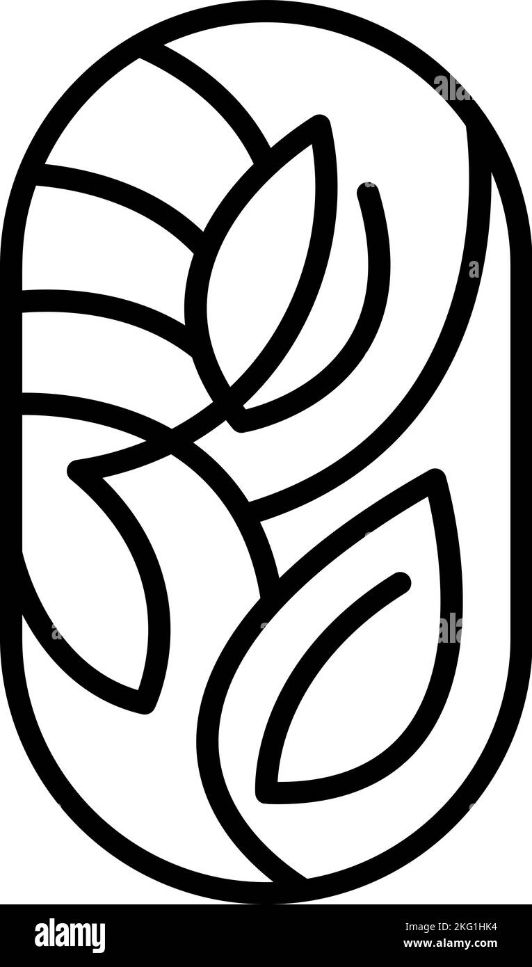 Feuilles d'arbre à thé vectoriel pour café ou ferme étiquette de produit logo Eco plante biologique. Emblème rond de style linéaire. Icône abstraite vintage pour un style naturel Illustration de Vecteur
