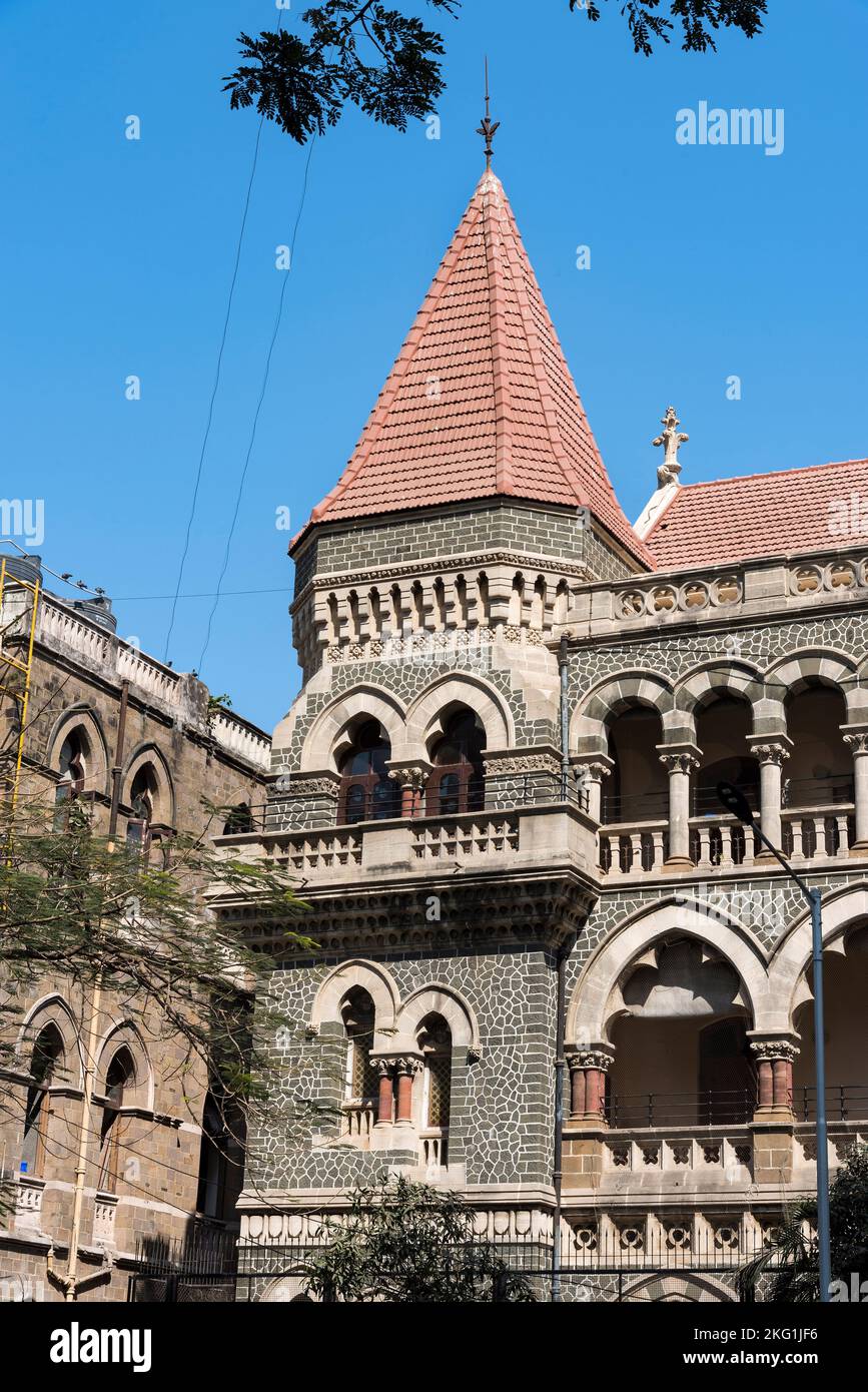 Cathedral and John Connon School, fort, Bombay, Mumbai, Maharashtra, Inde Banque D'Images