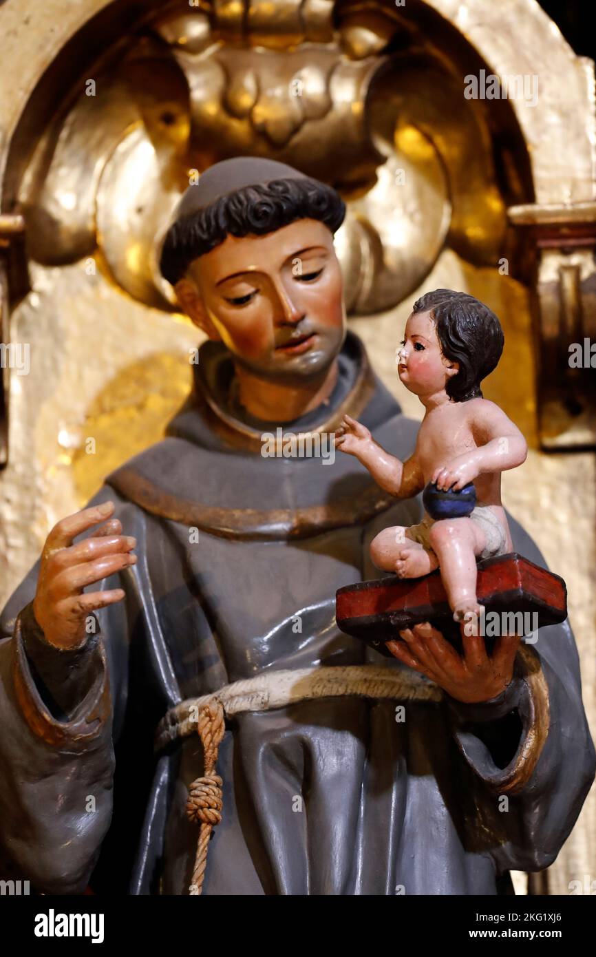 Iglesia del Salvador (Séville). St Anthony de Padoue et bébé Jésus. Espagne. Banque D'Images