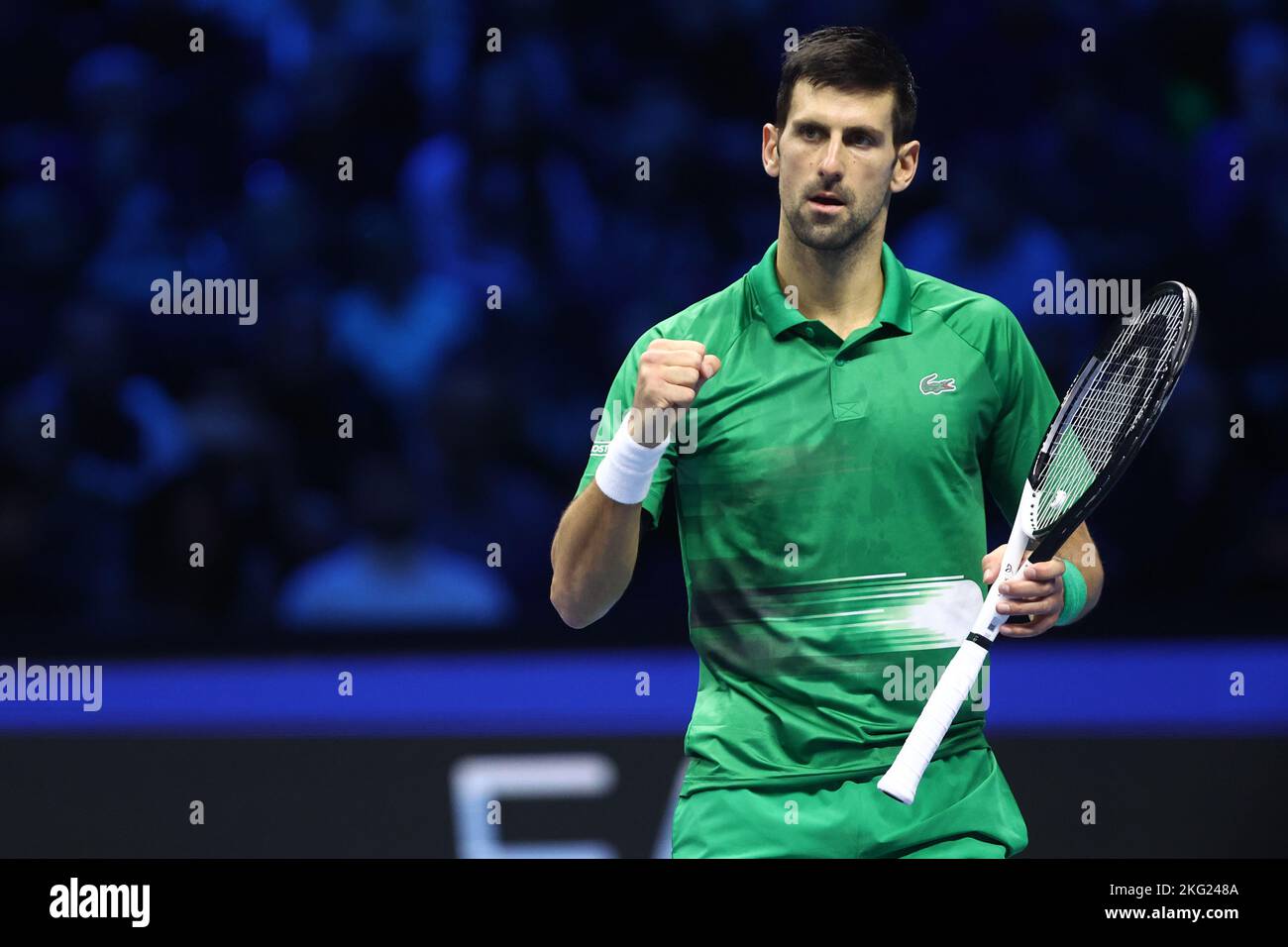 Turin, Italie. 20th novembre 2022. Novak Djokovic de Serbie célèbre lors du match de célibataires final entre Novak Djokovic de Serbie et Casper Ruud de Norvège le huitième jour des finales du Tour mondial de Nitto ATP à Pala Alpitour sur 20 novembre 2022 à Turin, Italie crédit: Marco Canoniero/Alamy Live News Banque D'Images