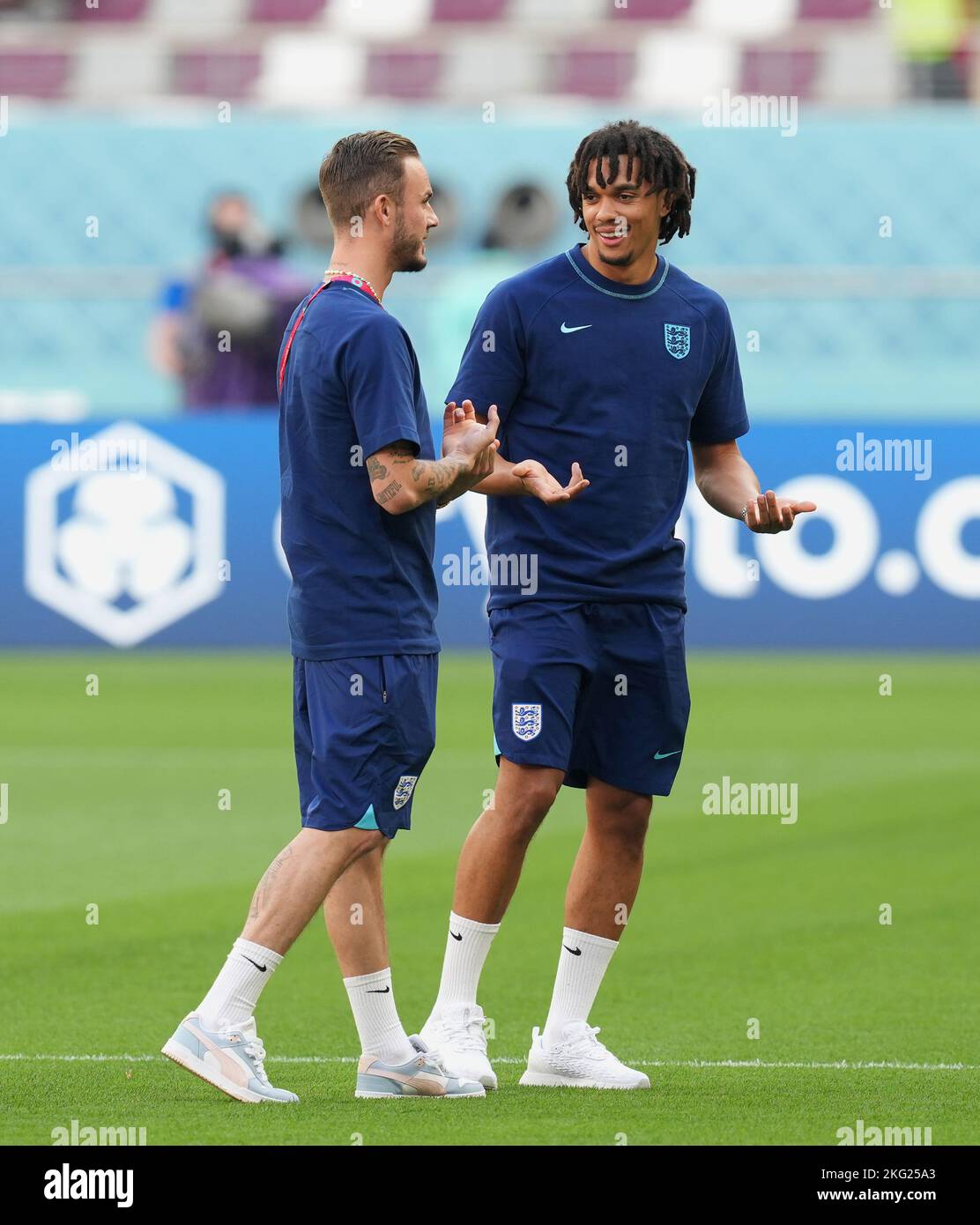 James Maddison (à gauche) et Trent Alexander-Arnold avant le match B de ...