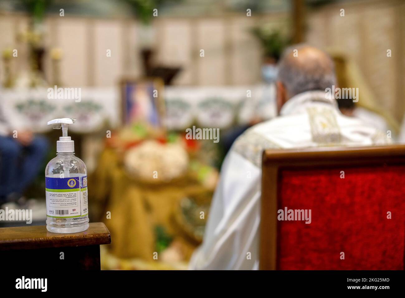 Célébration du jeudi Maundy à l'église maronite St Elias, Bdadoun, Liban Banque D'Images