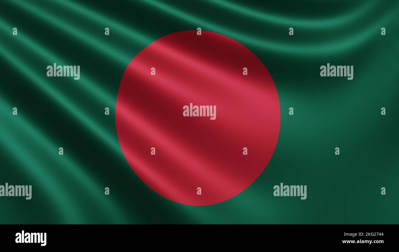 Rendu du drapeau du Bangladesh en gros plan, le drapeau national du Bangladesh en résolution 4K, gros plan, couleurs: RVB. Banque D'Images