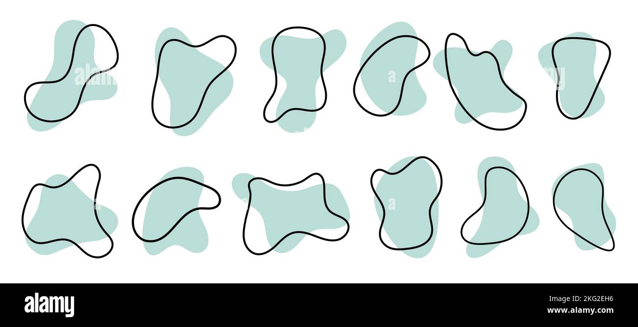 Amibe organique sous forme de goutte abstraite, isolée sur fond blanc. Ensemble d'éléments graphiques de forme arrondie irrégulière. Illustration vectorielle Illustration de Vecteur