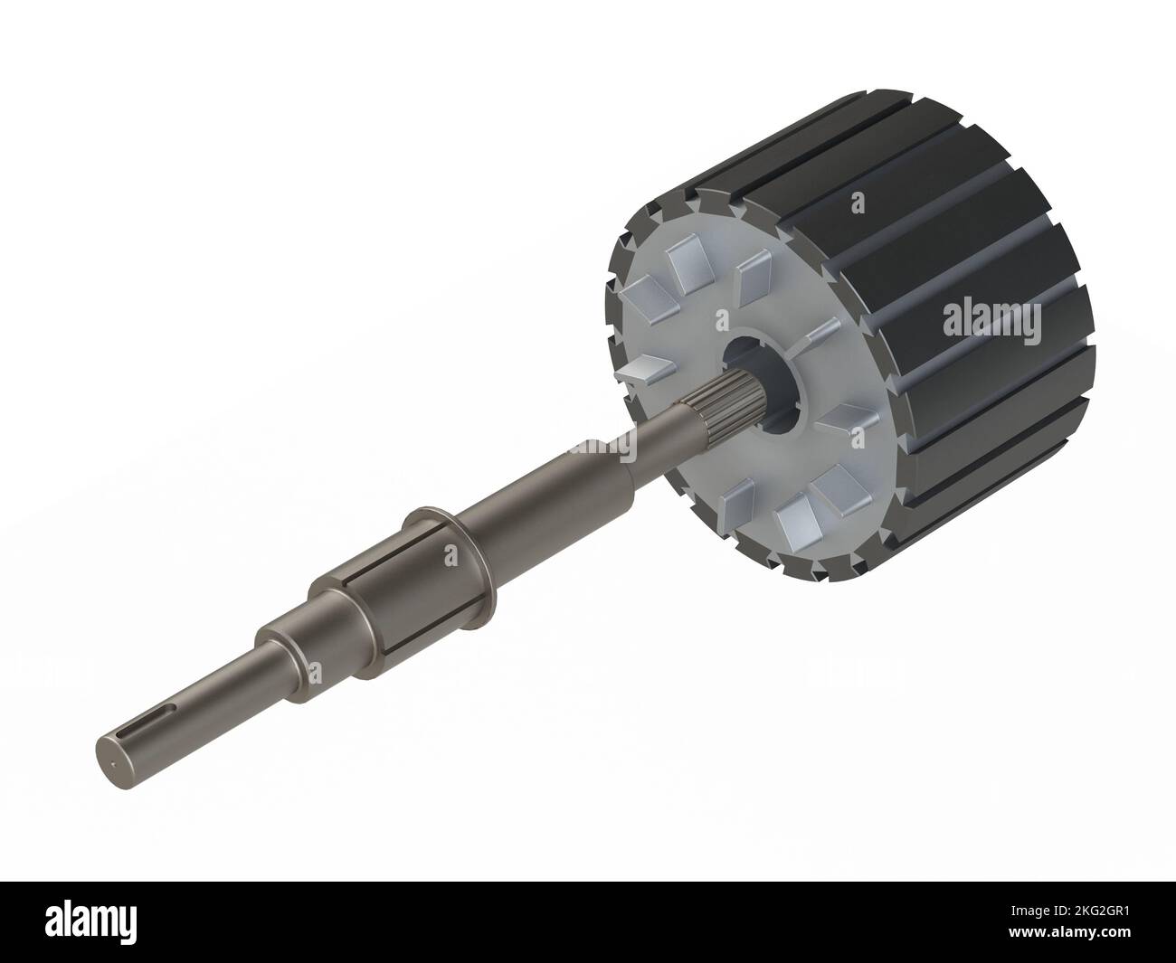 Rotor du générateur électrique 3D, illustration isolée sur fond blanc Banque D'Images