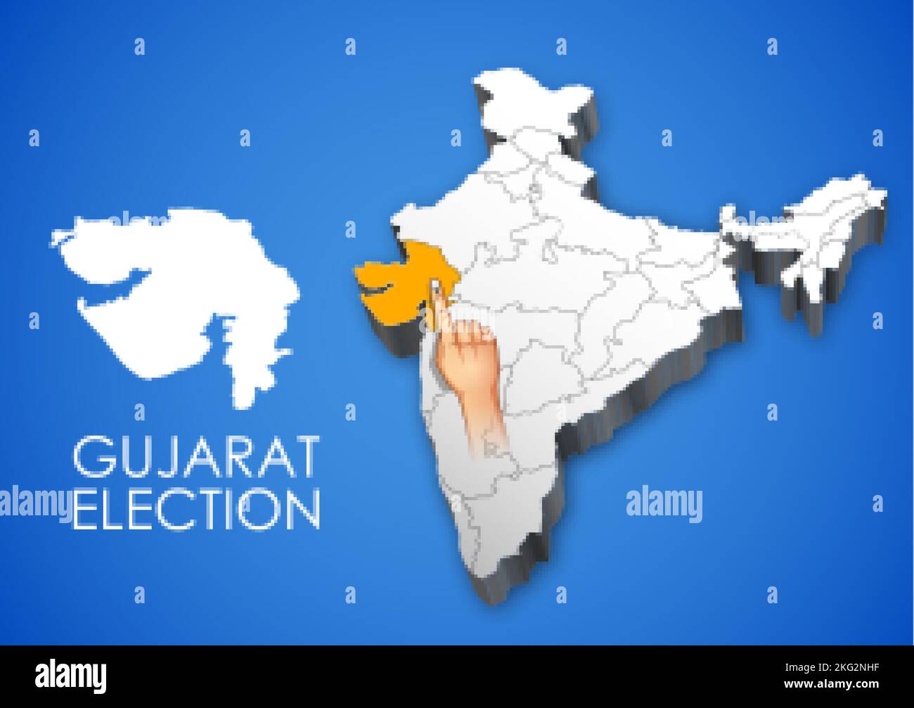 Différentes personnes montrant le doigt de vote pour l'élection de l'Assemblée législative du Gujarat Illustration de Vecteur