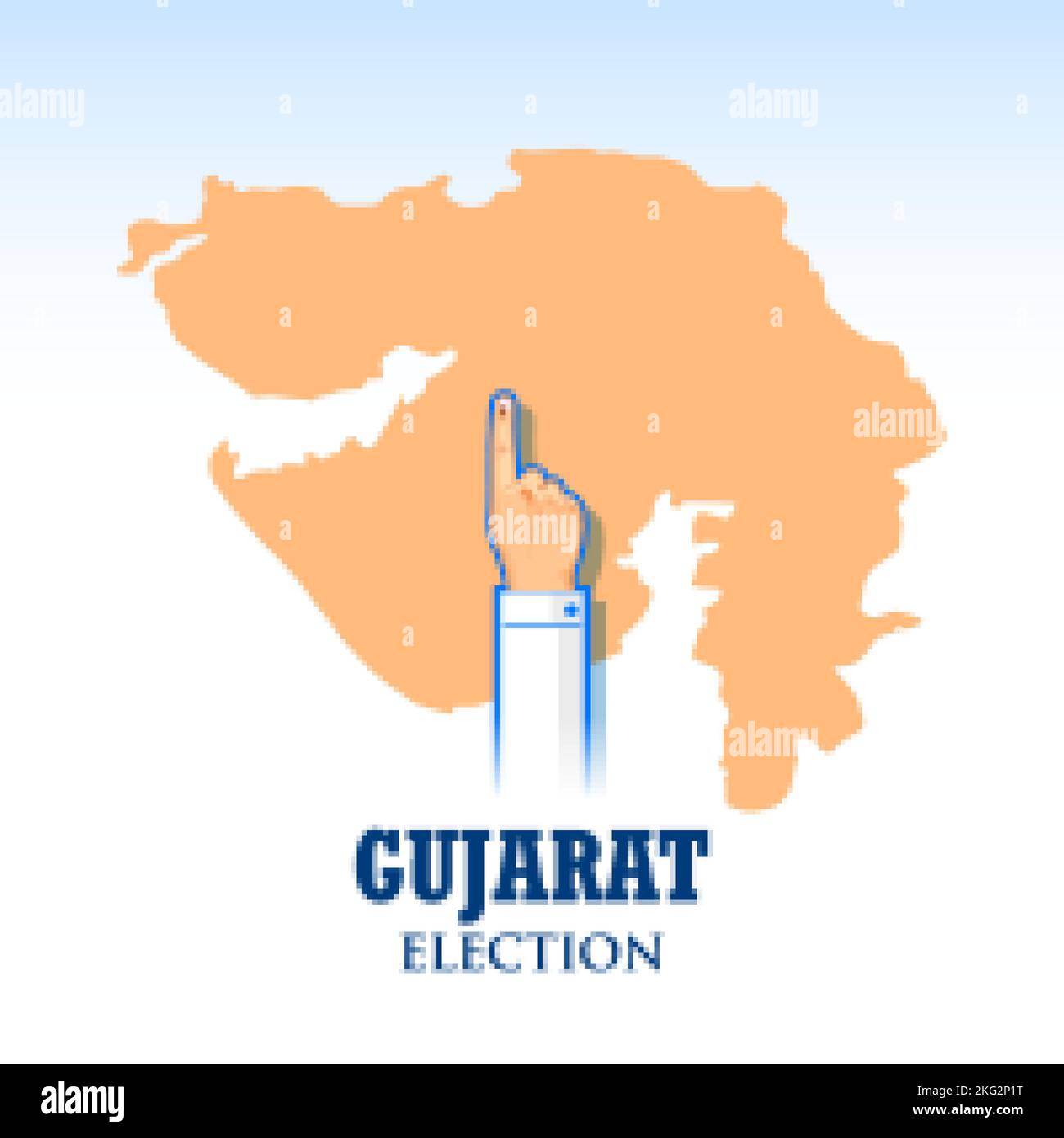 Différentes personnes montrant le doigt de vote pour l'élection de l'Assemblée législative du Gujarat Illustration de Vecteur