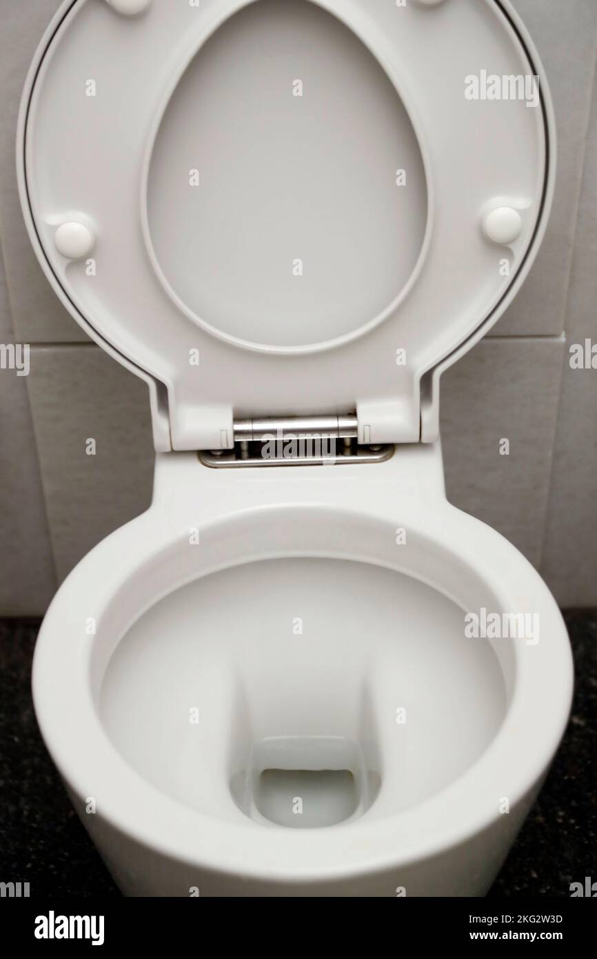 Cuvette de toilette avec couvercle et siège de toilette vers le haut. Abou Dhabi. Abou Dhabi. Émirats arabes Unis. Banque D'Images