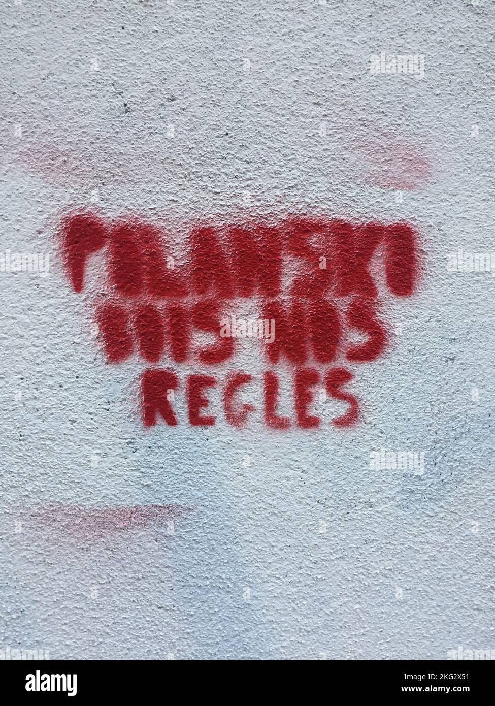 Graffiti contre Roman Polanski à Paris, France ('Polanski, buvez nos périodes !') Banque D'Images
