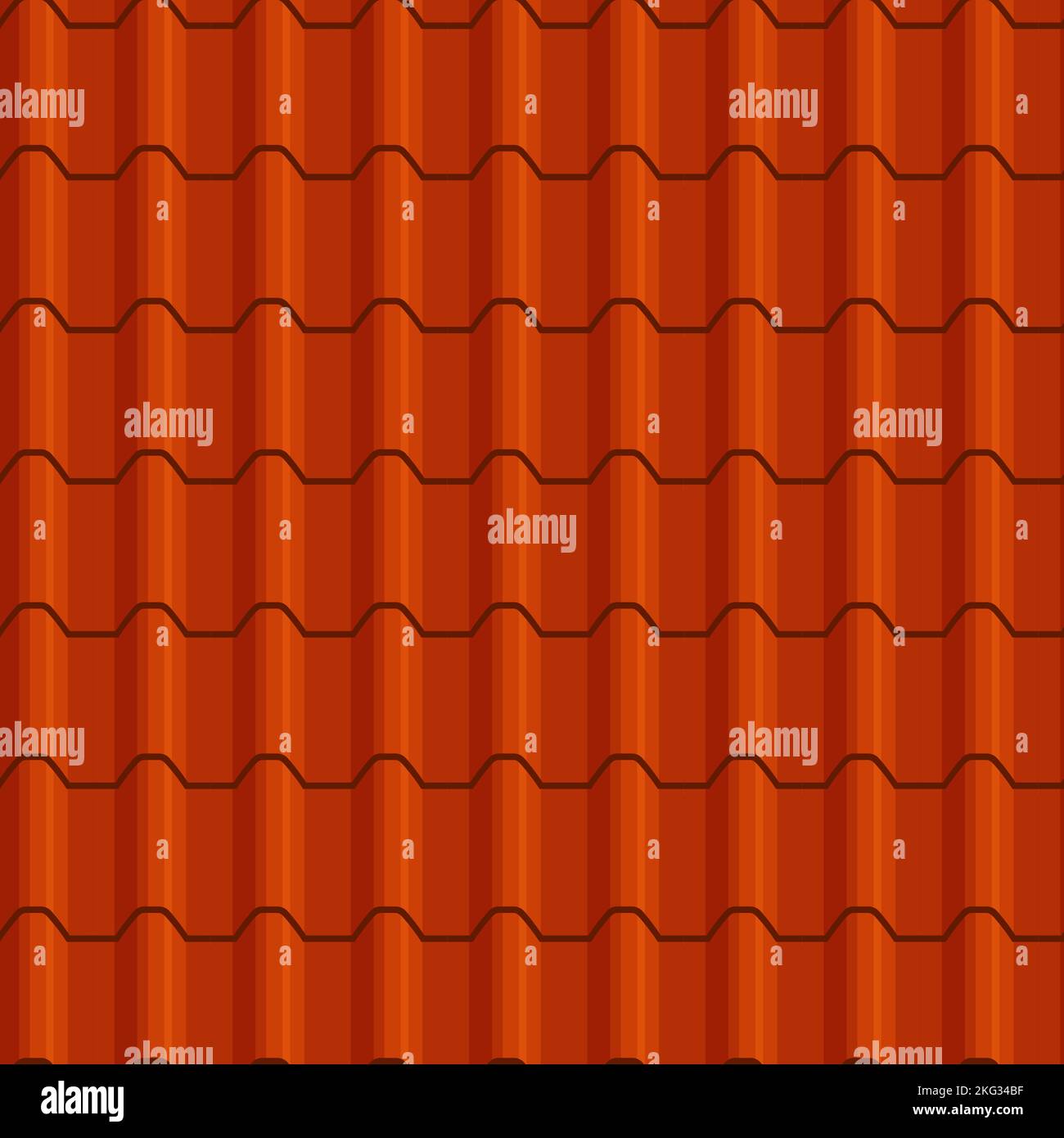 Carreaux de toit orange motif d'arrière-plan sans couture, texture de couverture de toit vectorielle. Toit en céramique rouge ou en argile de style bardeaux et carrelage en terre cuite avec rangées de vagues, pantile de la maison sur le toit Illustration de Vecteur