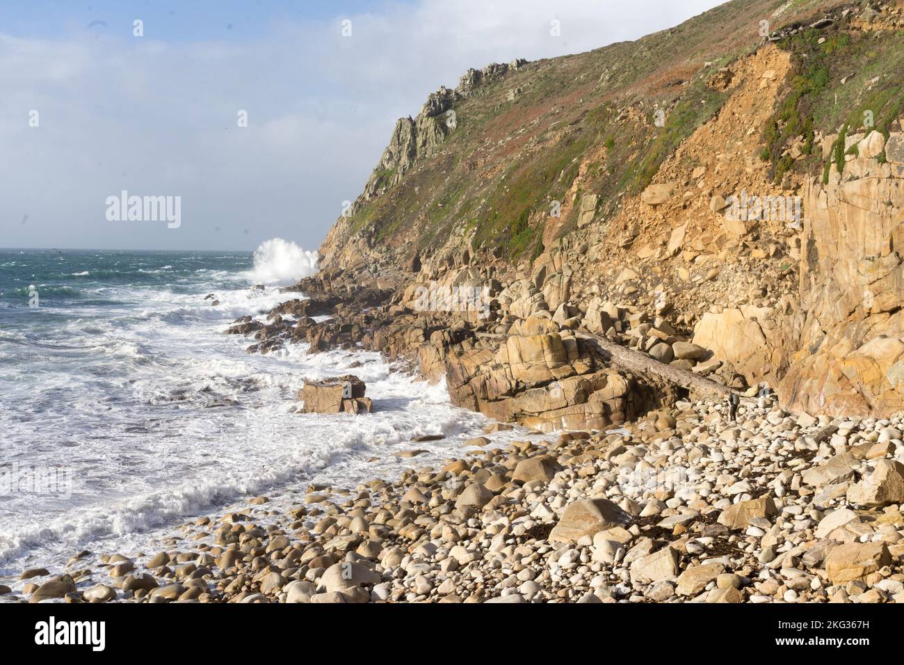 Journée de tempête à Porth Nanven Cornwall Royaume-Uni Banque D'Images