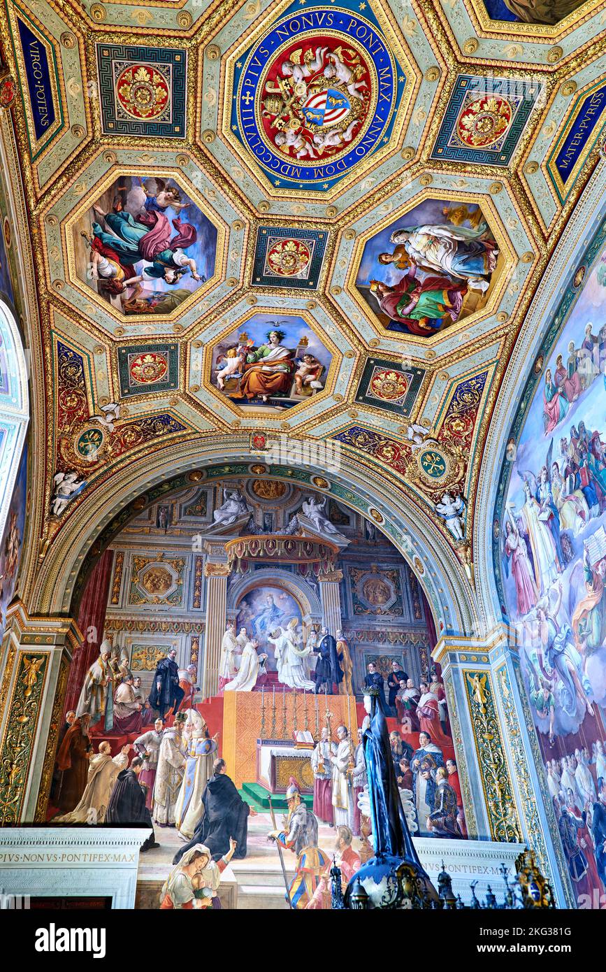 Rome Lazio Italie. Les musées du Vatican dans la Cité du Vatican. Fresques des chambres de Raphaël Banque D'Images