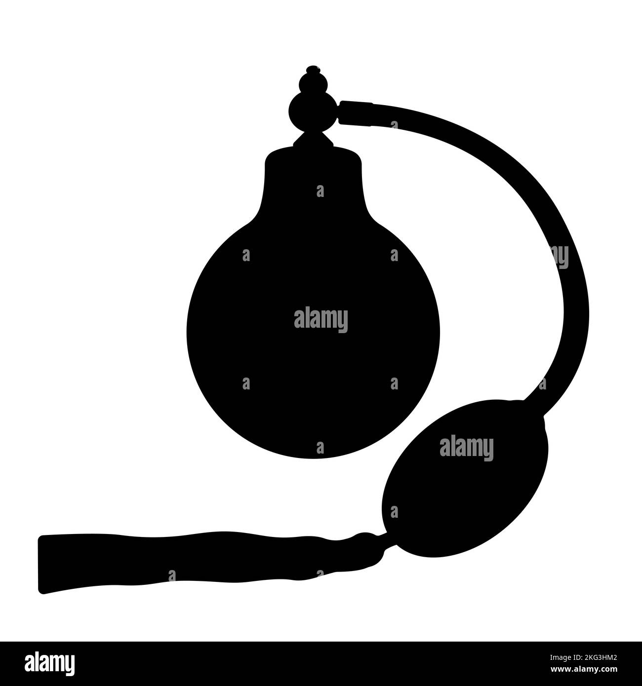 Une silhouette sombre d'une bouteille de parfum vintage isolée sur un fond blanc Illustration de Vecteur