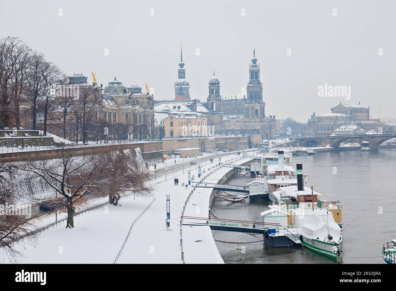 La vieille ville de Dresde pendant l'hiver, Saxe, Allemagne Banque D'Images