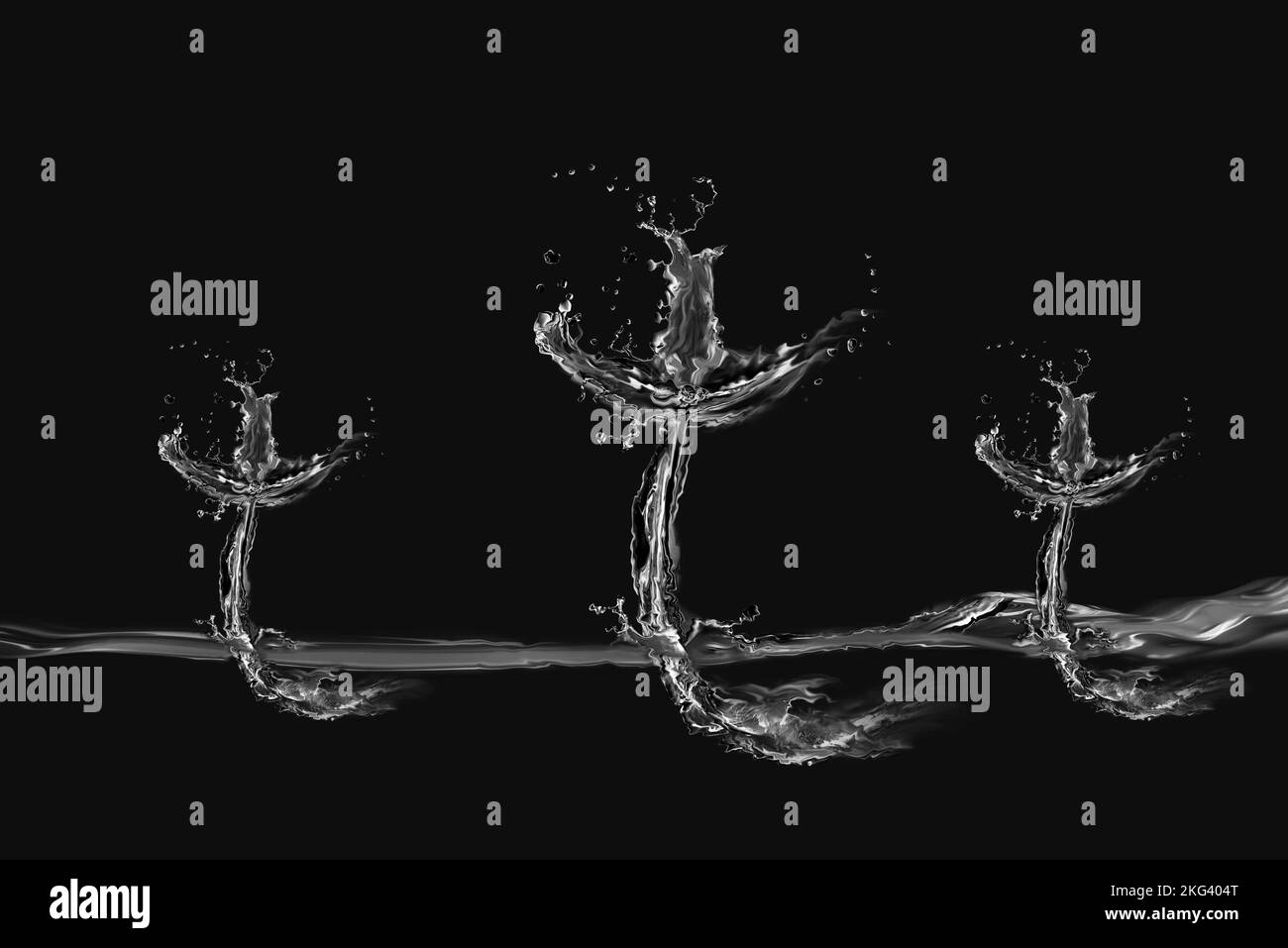Trois croix d'eau noire et blanche Banque D'Images Trois croix d'eau noire et blanche Banque D'Images