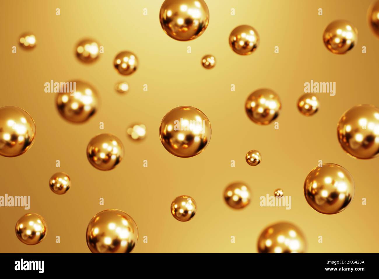 Boule de noël 3D dorée avec motif sur fond doré. Banque D'Images