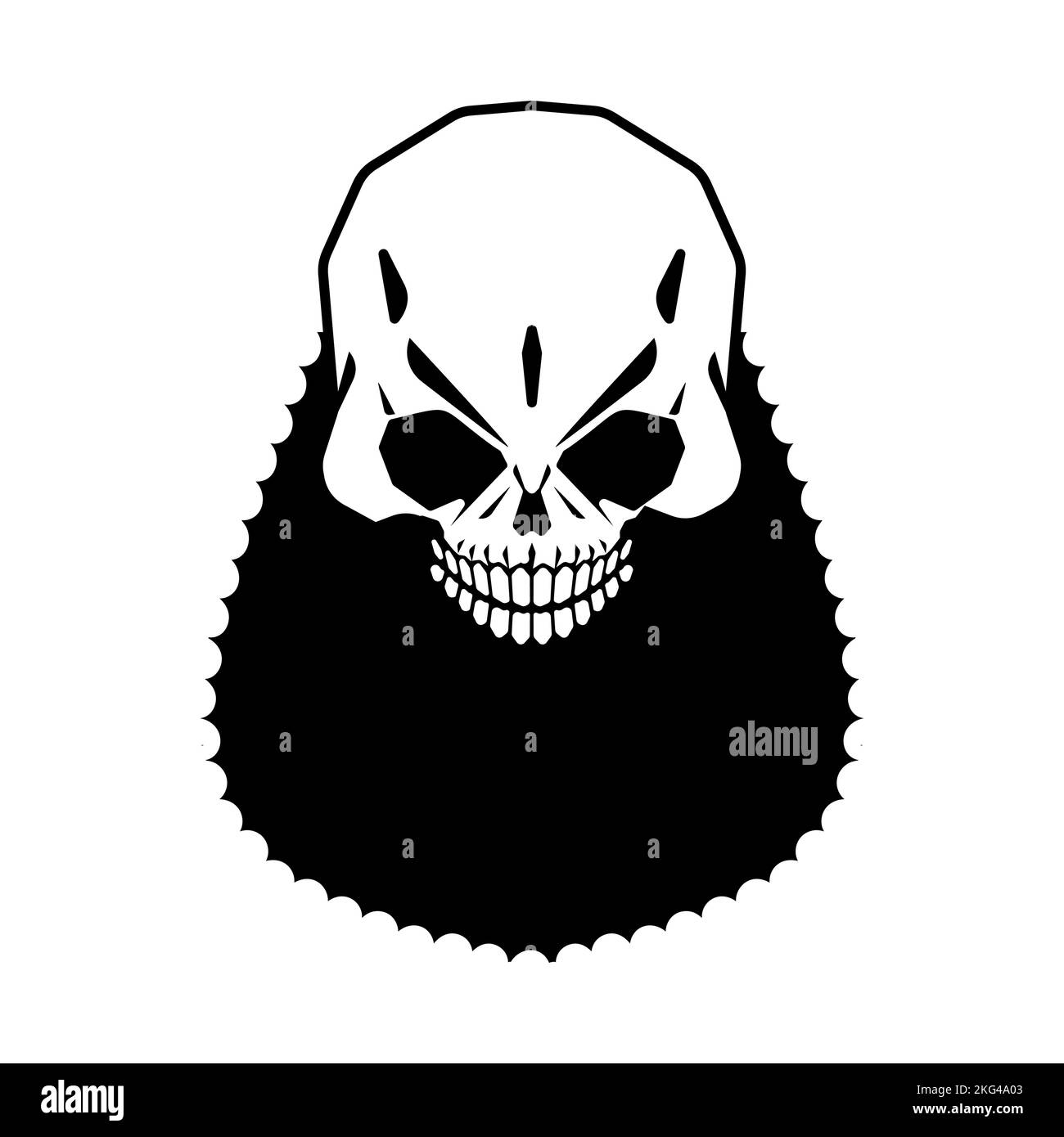 Crâne et barbe. La tête du squelette est barbu. Illustration de Vecteur