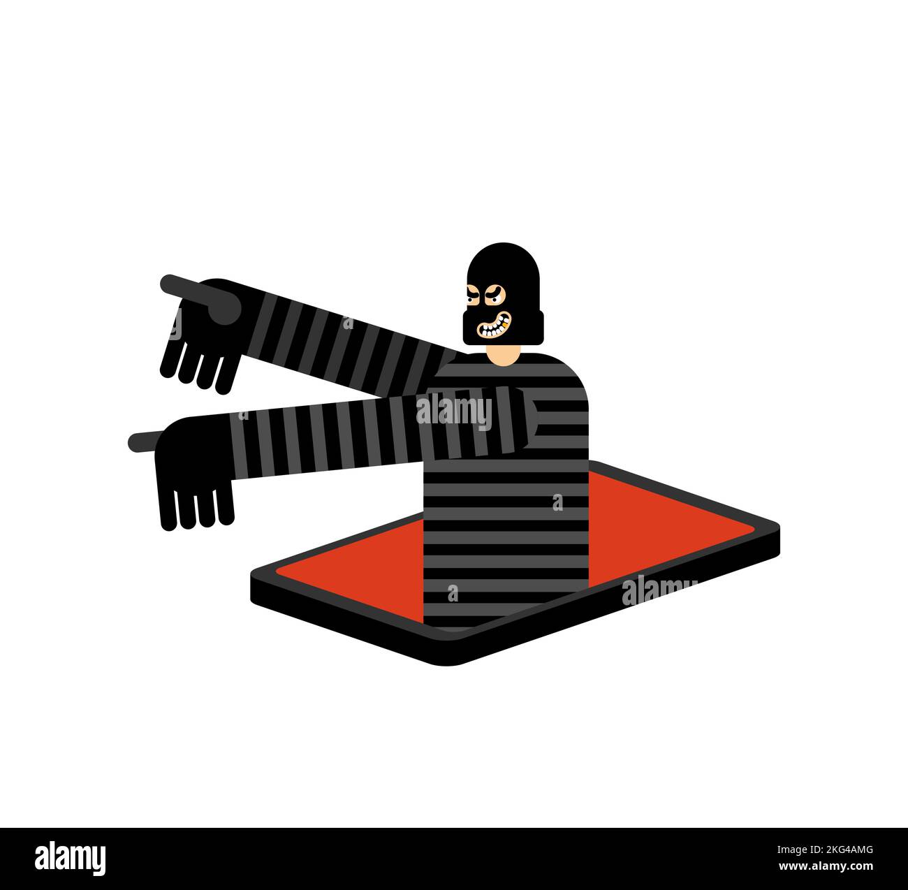 Voleur dans smartphone. Scammer dans gadget. Illustration vectorielle Illustration de Vecteur