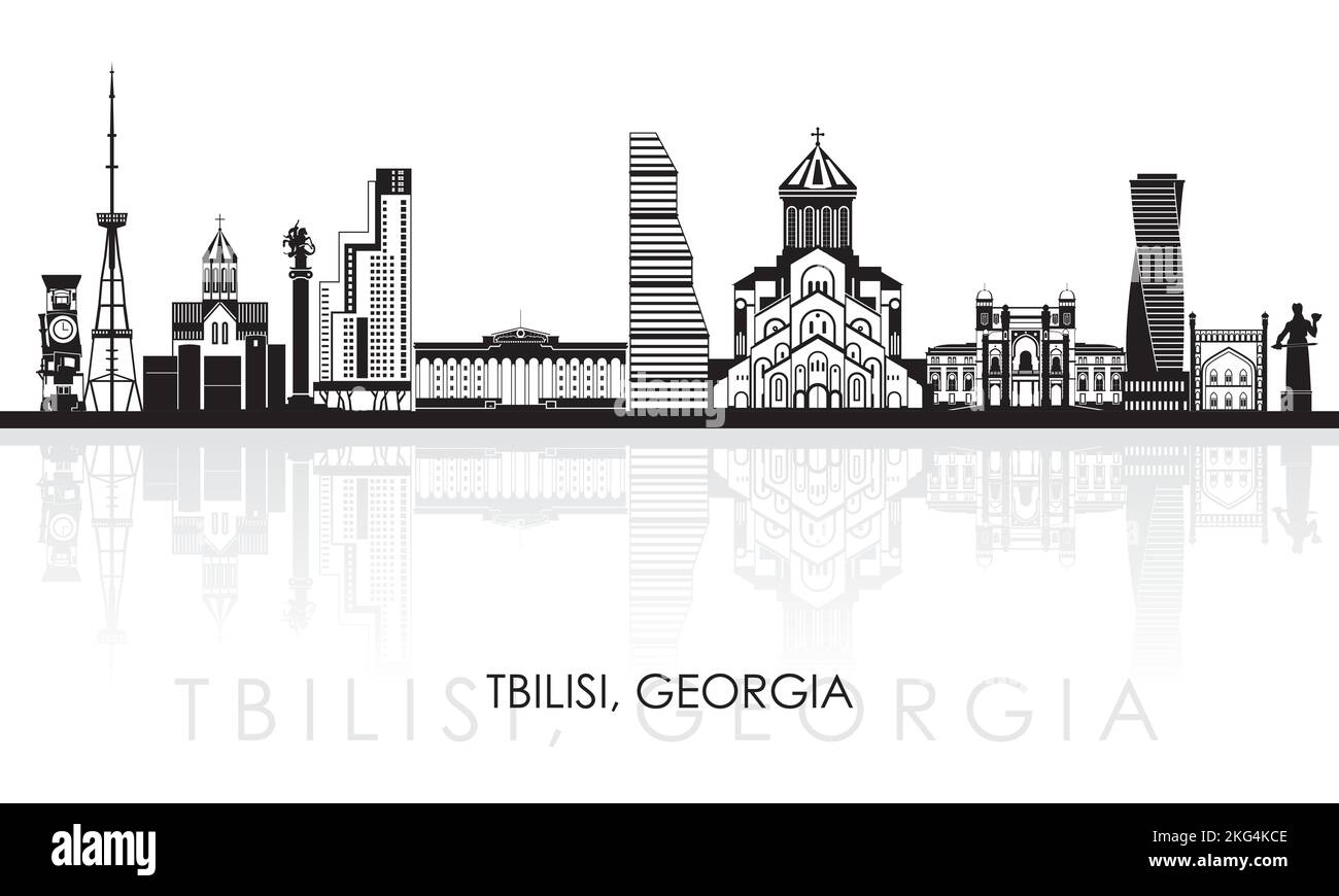 Silhouette Panorama par Skyline de la ville de Tbilissi, Géorgie - illustration vectorielle Illustration de Vecteur
