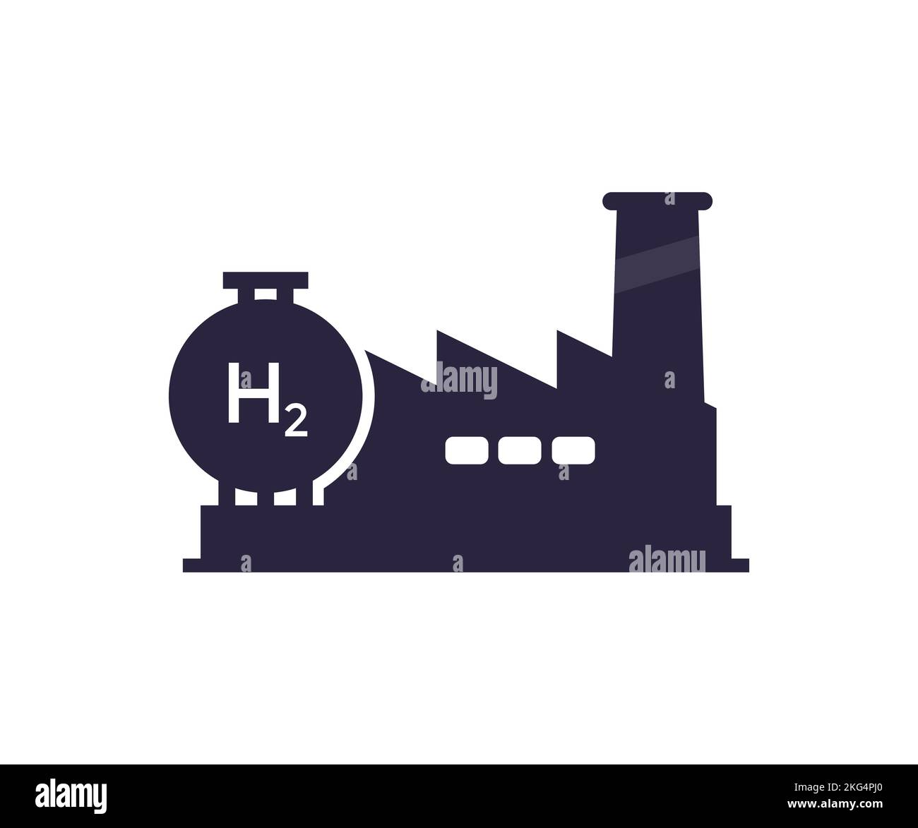Production d'énergie et industrie lourde. Silhouette d'usine chimique. Ligne de production industrielle avec stockage moderne de l'hydrogène et H2 hydrogène. Illustration de Vecteur