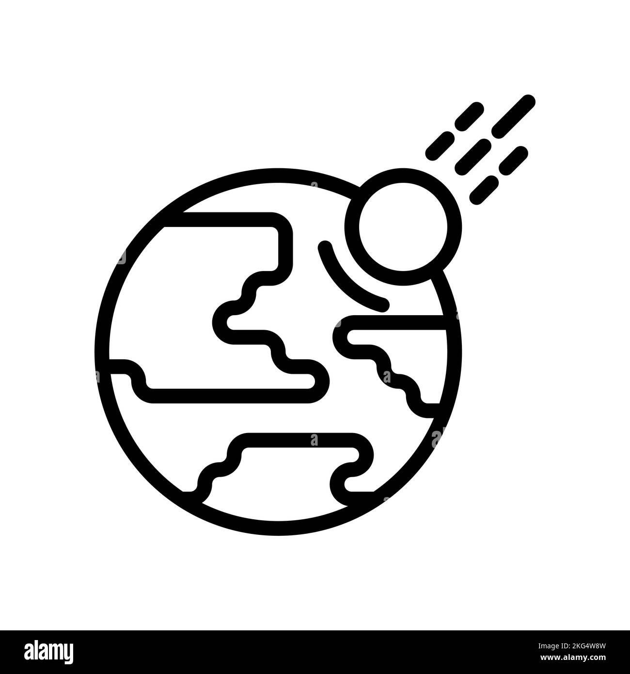 Icône impact Meteor. Le Meteor frappe la terre, détruit la terre. Illustration de Vecteur