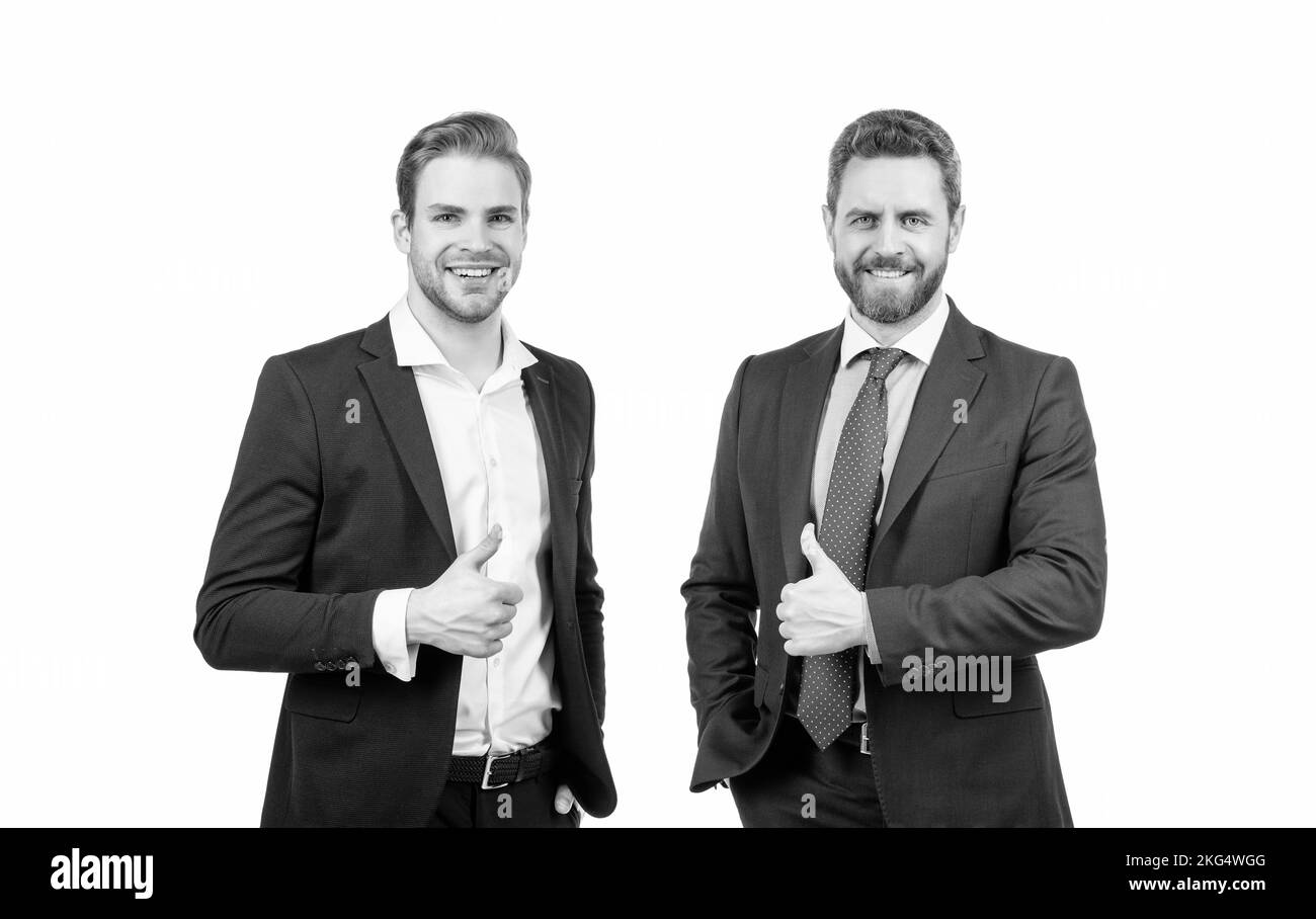 experts ambitieux de collègues, deux hommes en costume formel, les hommes d'affaires isolés sur blanc. Banque D'Images
